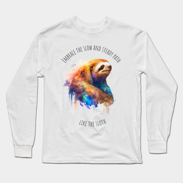 Watercolor Sloth | Motivational Quotes Long Sleeve T-Shirt by T-signs